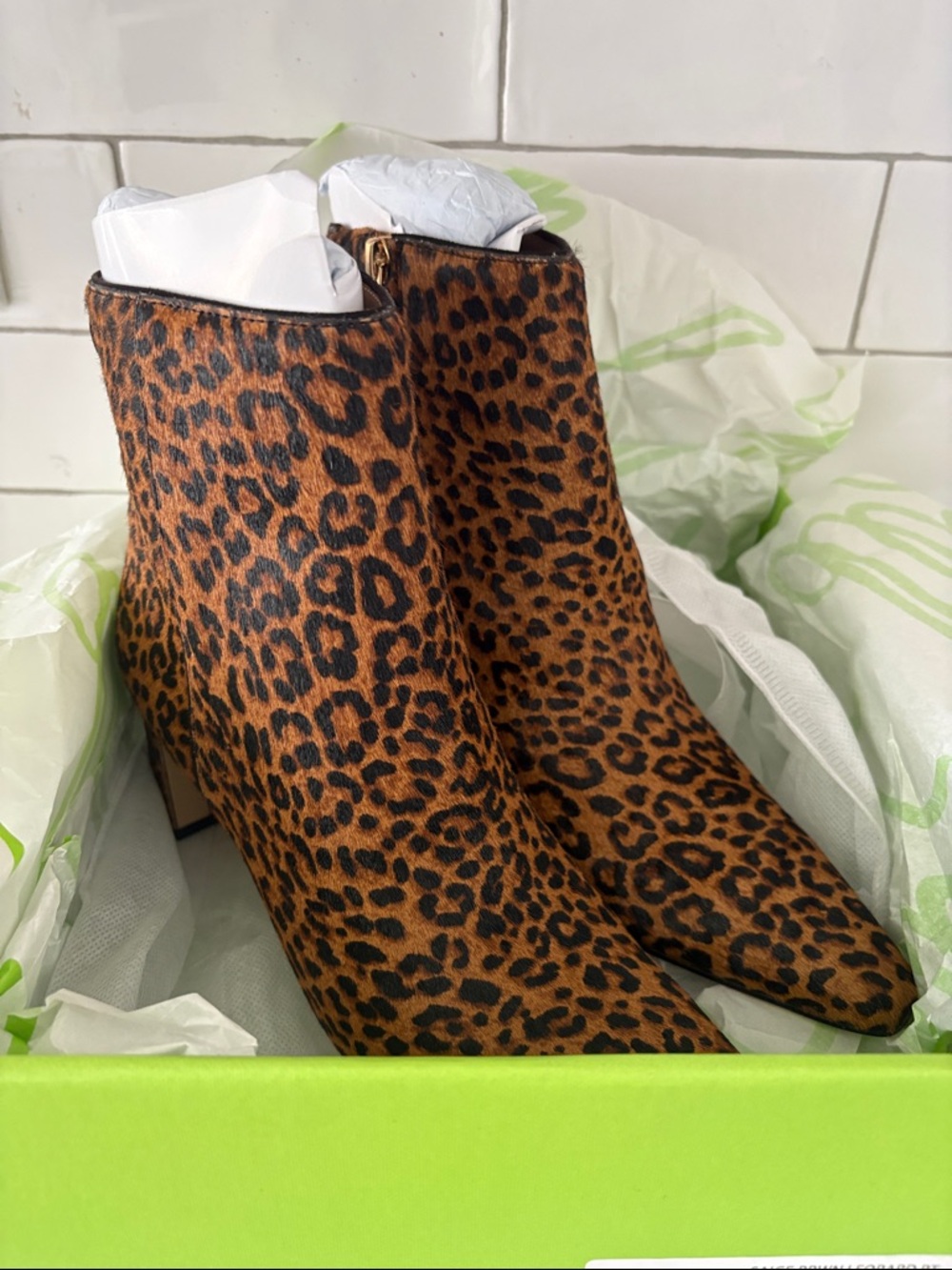 Sam Edelman Leopard Print Ankle Booties in Brown and Black